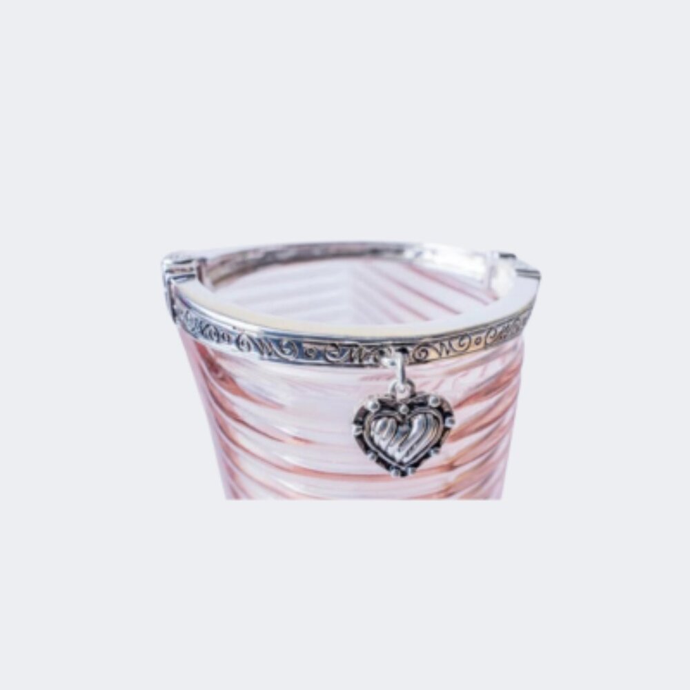 New Silver Tone Heart Charm Stretch Bracelet - Picture 3 of 3